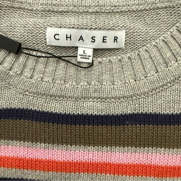 Chaser Brand Stars & Stripes Heather Gray Sweater Women’s Size Large - Picture 3 of 10